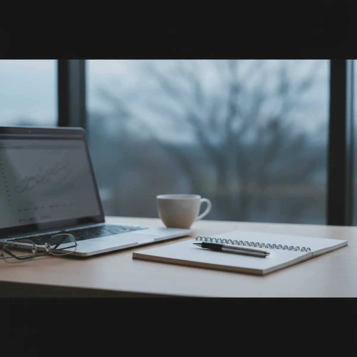 A planning desk with notebook and laptop for calculating egg freezing cost