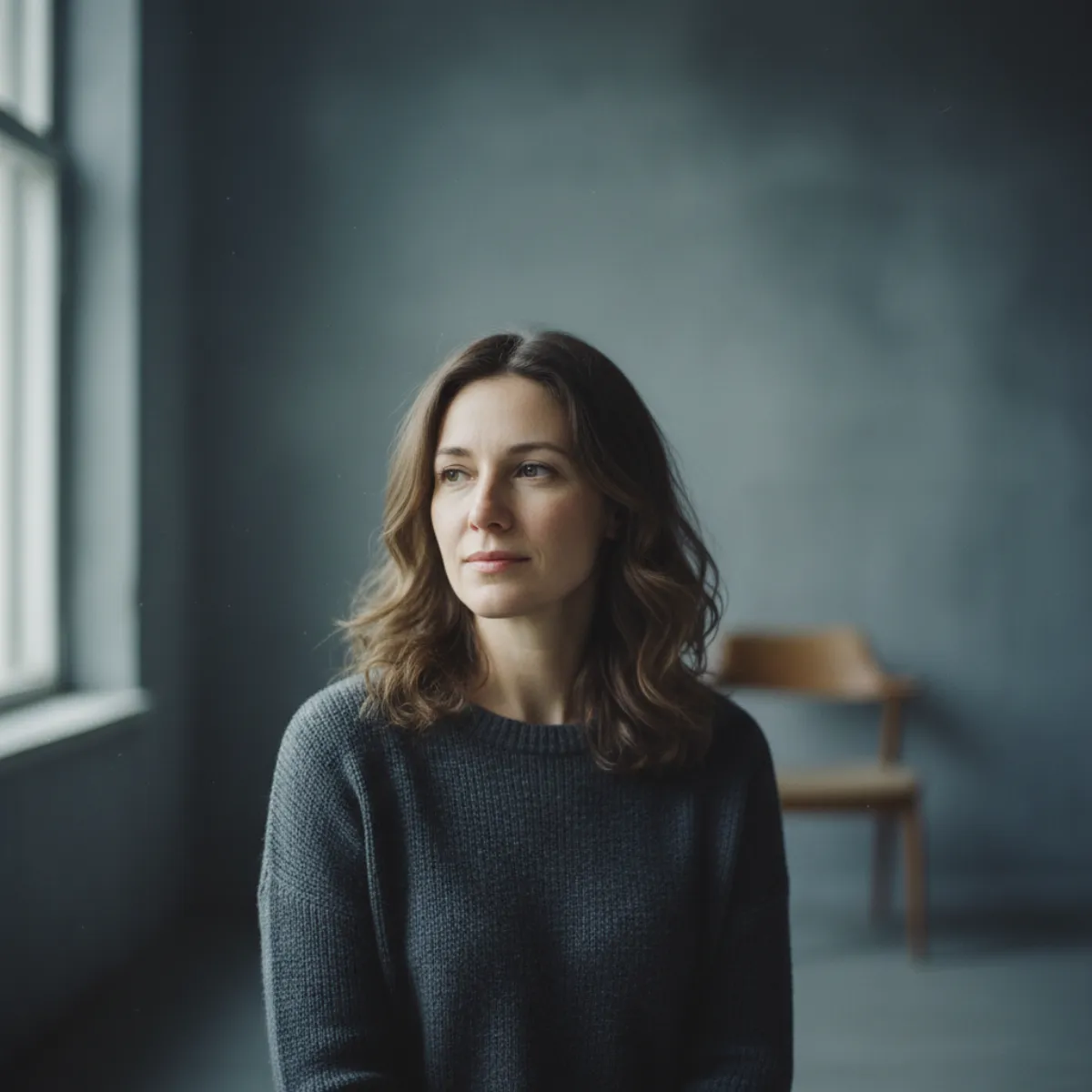 A calm, resolved woman around 38 considering egg freezing