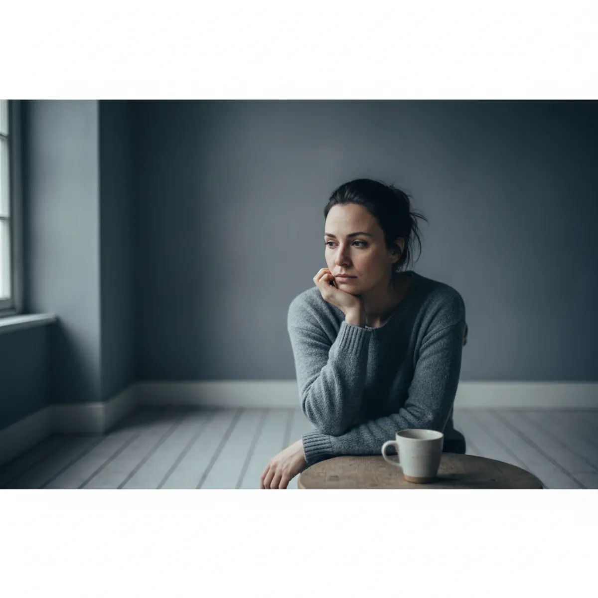 A woman weighing whether egg freezing is worth it in quiet natural light